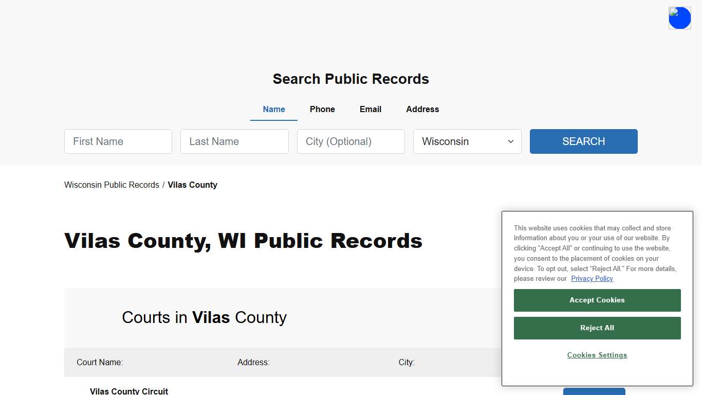 Vilas County, WI Public Court, Arrest and Inmate Records - ThePublicIndex