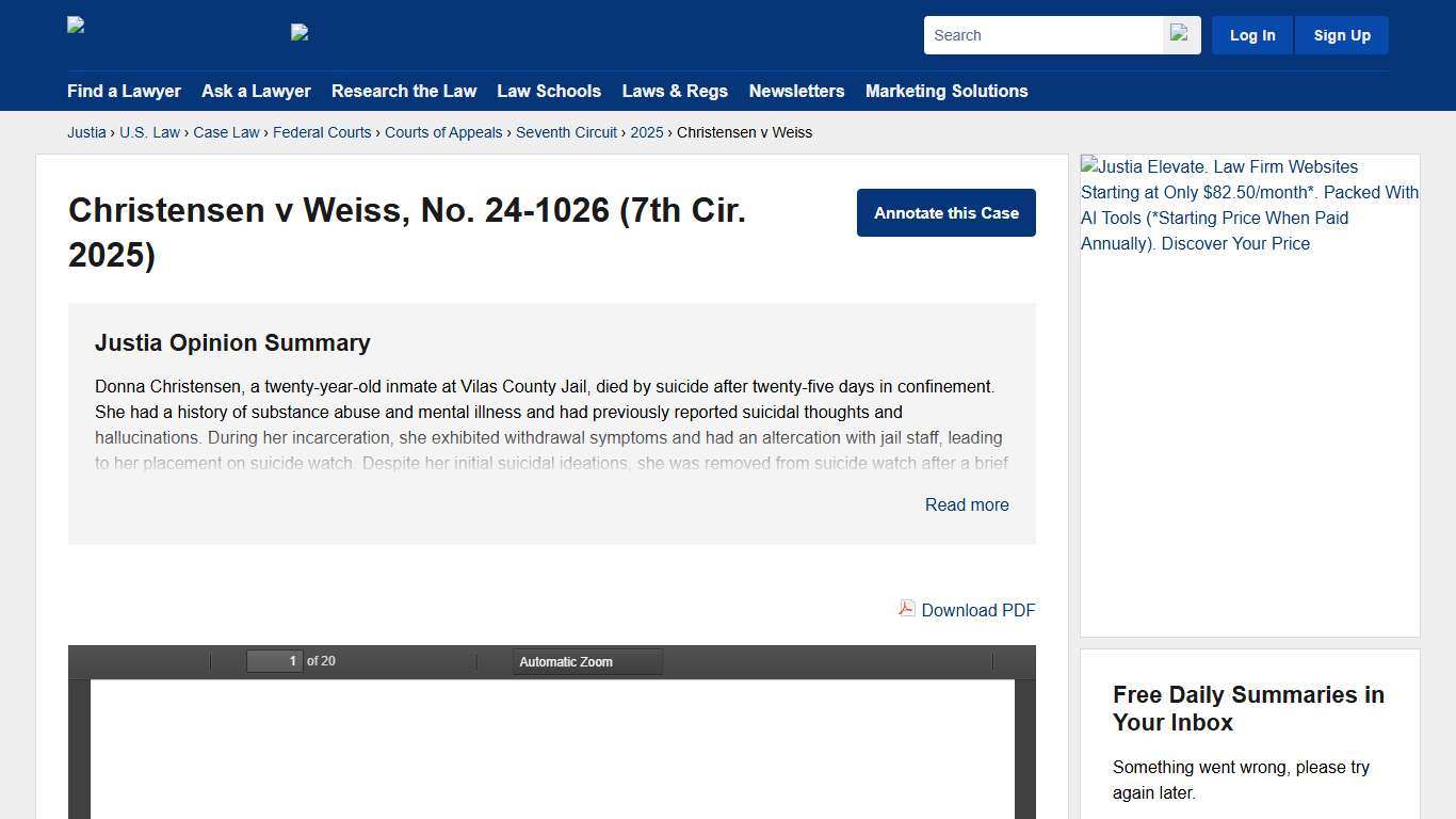 Christensen v Weiss, No. 24-1026 (7th Cir. 2025) :: Justia